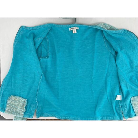 Coldwater Creek Bright Blue Aqua Multi Space Dye Zip Cardigan Sweater Jacket M - Picture 11 of 14